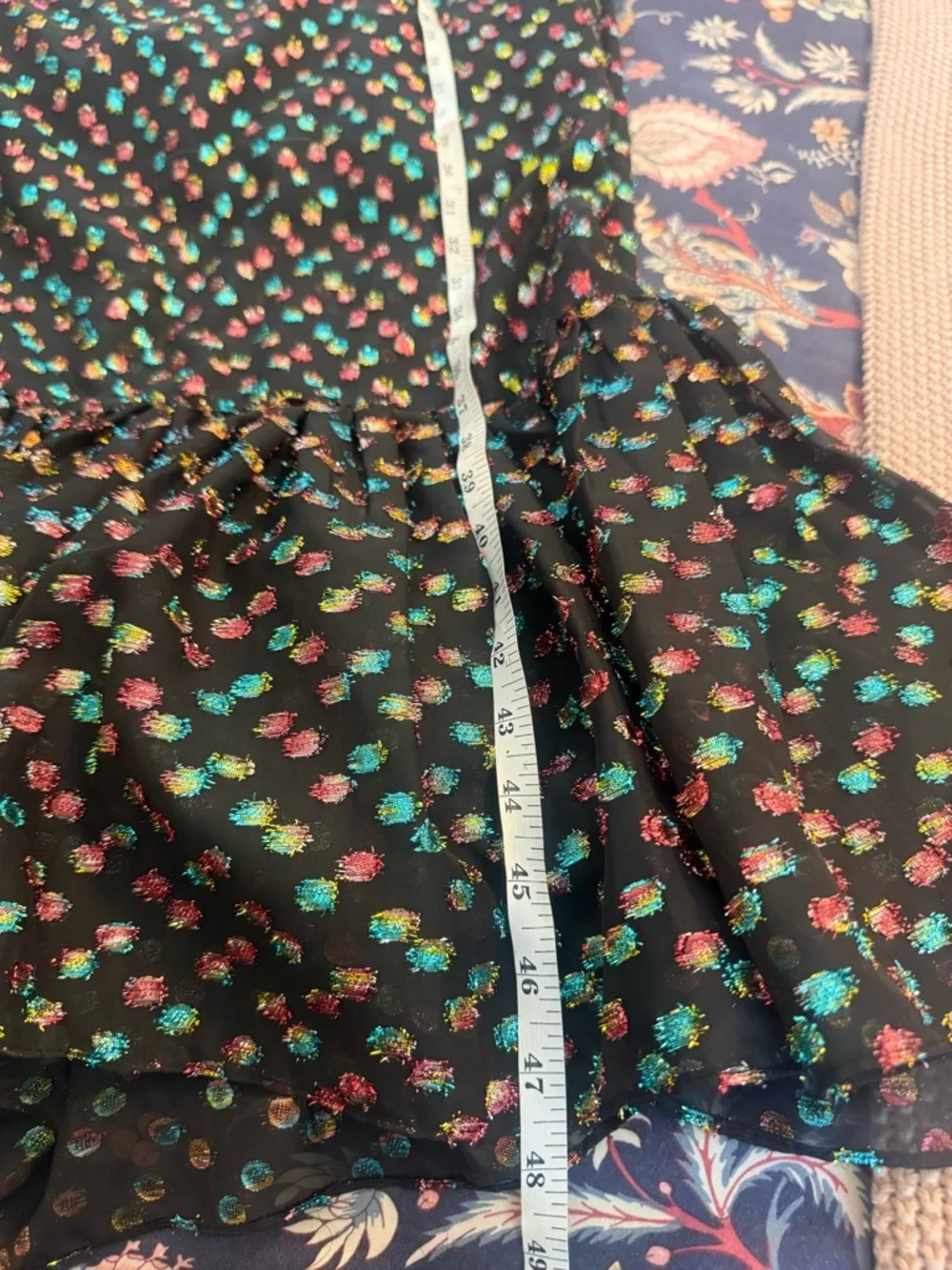 Misa Los Angeles Winona Rainbow Metallic Clip Dot Halter Dress XS